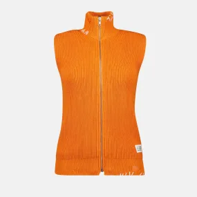 Ribbed Design Zip Vest