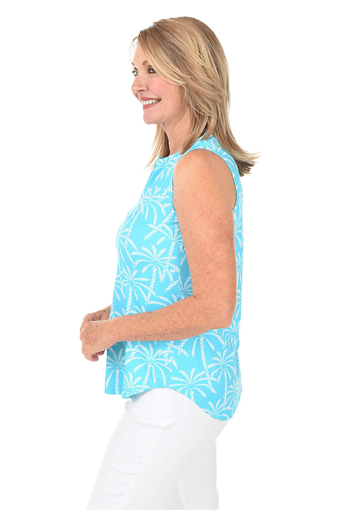 Rope Palms UPF50+ Split Neck Sleeveless Top