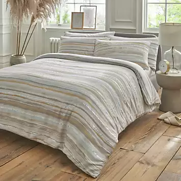 Samantha Faiers Serena Stripe Mineral Duvet Cover & Pillowcase Set | Kaleidoscope