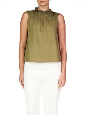 Sanctuary Sleeveless Shirred Top -Burnt Olive