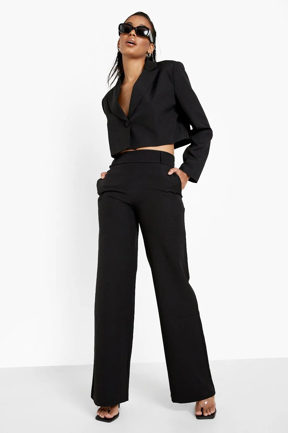 Seam Front Wide Leg Formal Pants