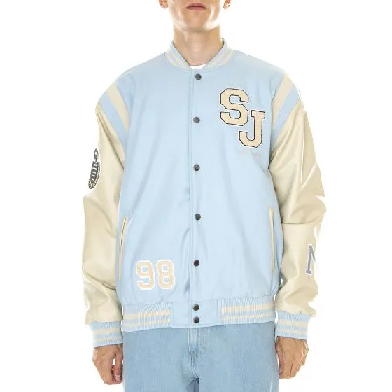 SEAN JOHN M' SJ Script Logo College Jacket Light Blue / Light Sand