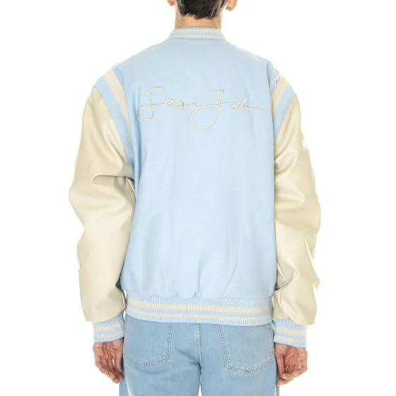 SEAN JOHN M' SJ Script Logo College Jacket Light Blue / Light Sand