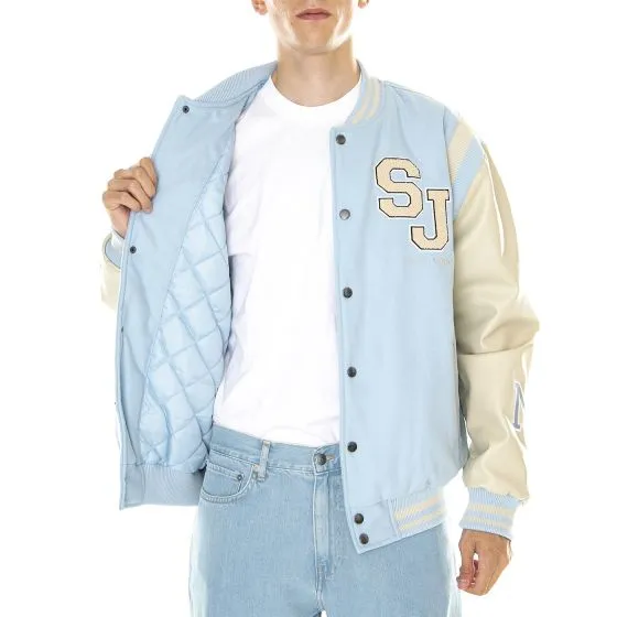 SEAN JOHN M' SJ Script Logo College Jacket Light Blue / Light Sand