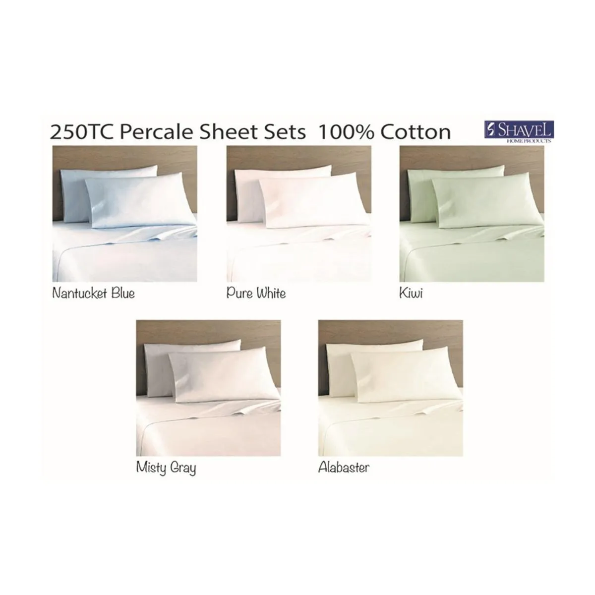 Shavel 250-TC Cotton Percale Sheet Sets - Full