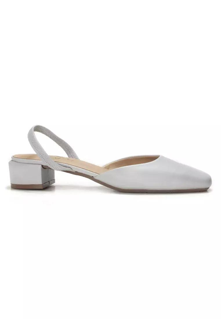 Shu Talk AMAZTEP Squared Toe SlingBack Mules Blocked Heels