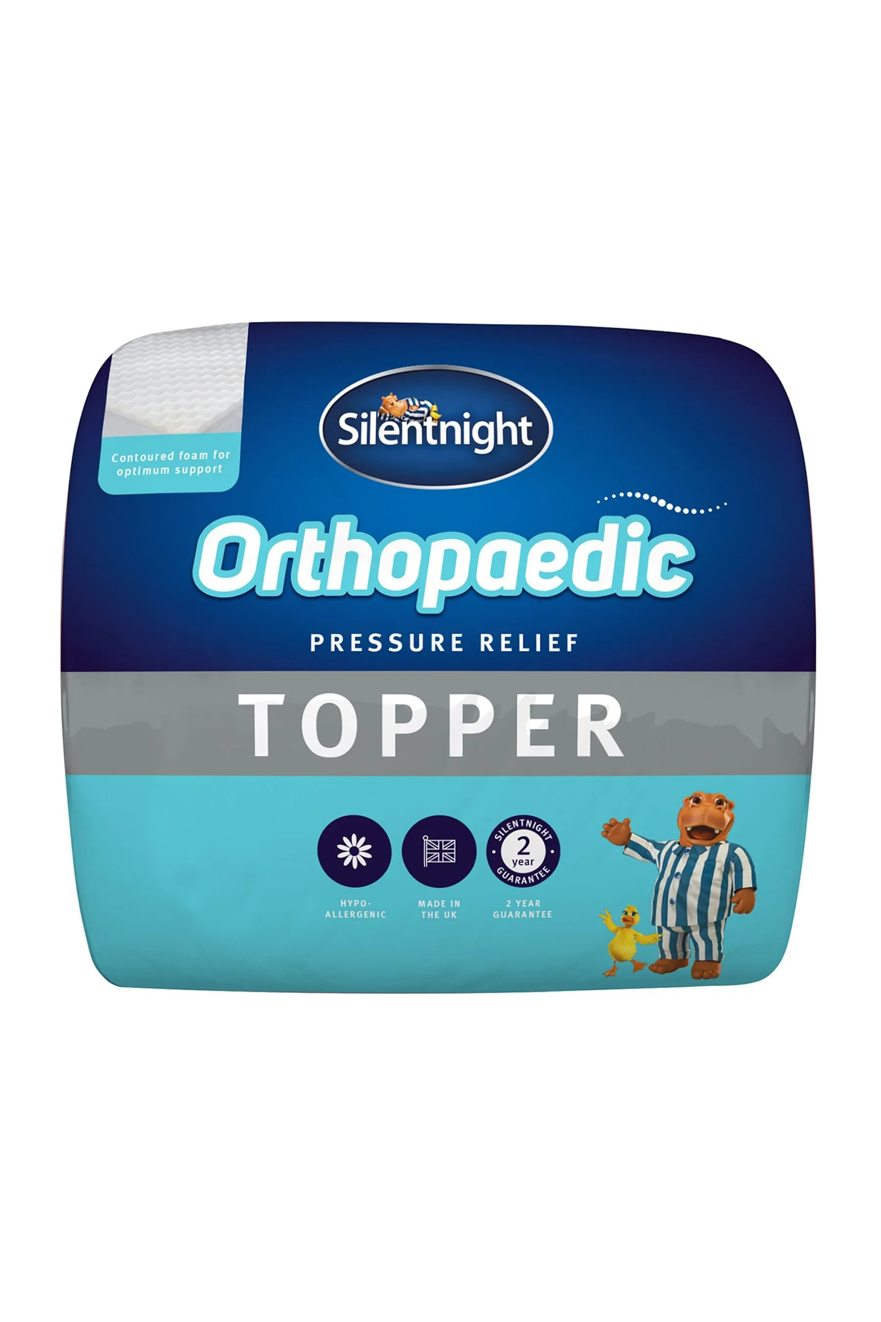 Silentnight White 3cm Orthopaedic Mattress Topper With Cover