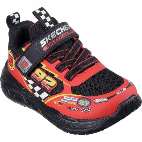 Skechers Skech Tracks | Black/Red | Childrens Racing Themed Trainers