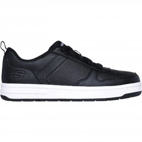 Skechers Smooth Street - Genzo | Black/White | Childrens Lace Up Trainers