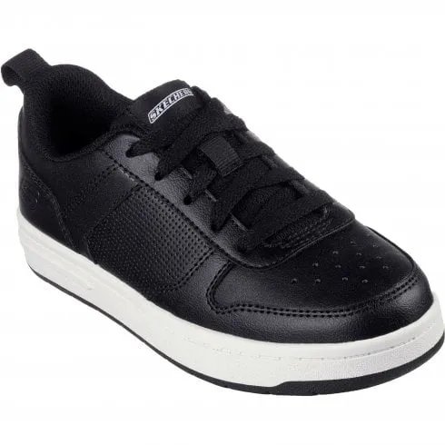 Skechers Smooth Street - Genzo | Black/White | Childrens Lace Up Trainers