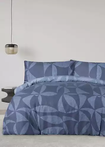 Sleepdown Cut-out Textured Geo Duvet Cover Set - Blue | Kaleidoscope