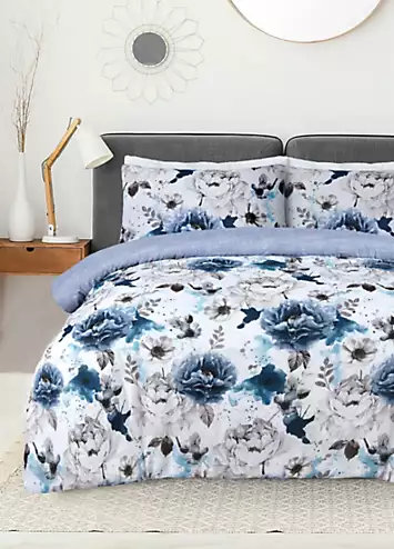 Sleepdown Inky Floral Blue Duvet Cover Set | Kaleidoscope