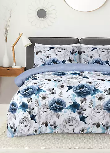 Sleepdown Inky Floral Blue Duvet Cover Set | Kaleidoscope