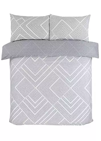 Sleepdown Striped Geometric Duvet Cover Set - Grey | Kaleidoscope