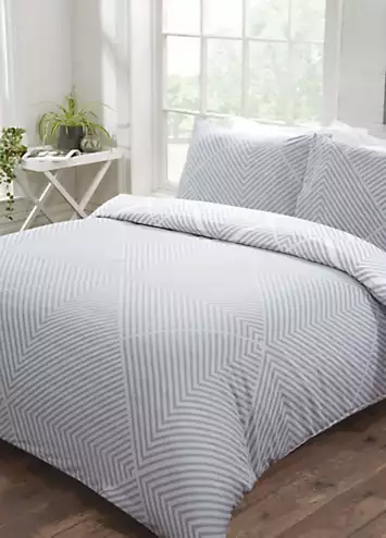 Sleepdown Striped Geometric Duvet Cover Set - Grey | Kaleidoscope