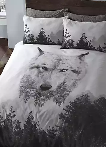 Sleepdown Wolf Panel Duvet Cover Set | Kaleidoscope