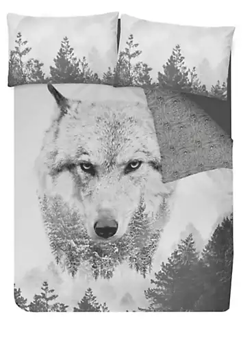 Sleepdown Wolf Panel Duvet Cover Set | Kaleidoscope