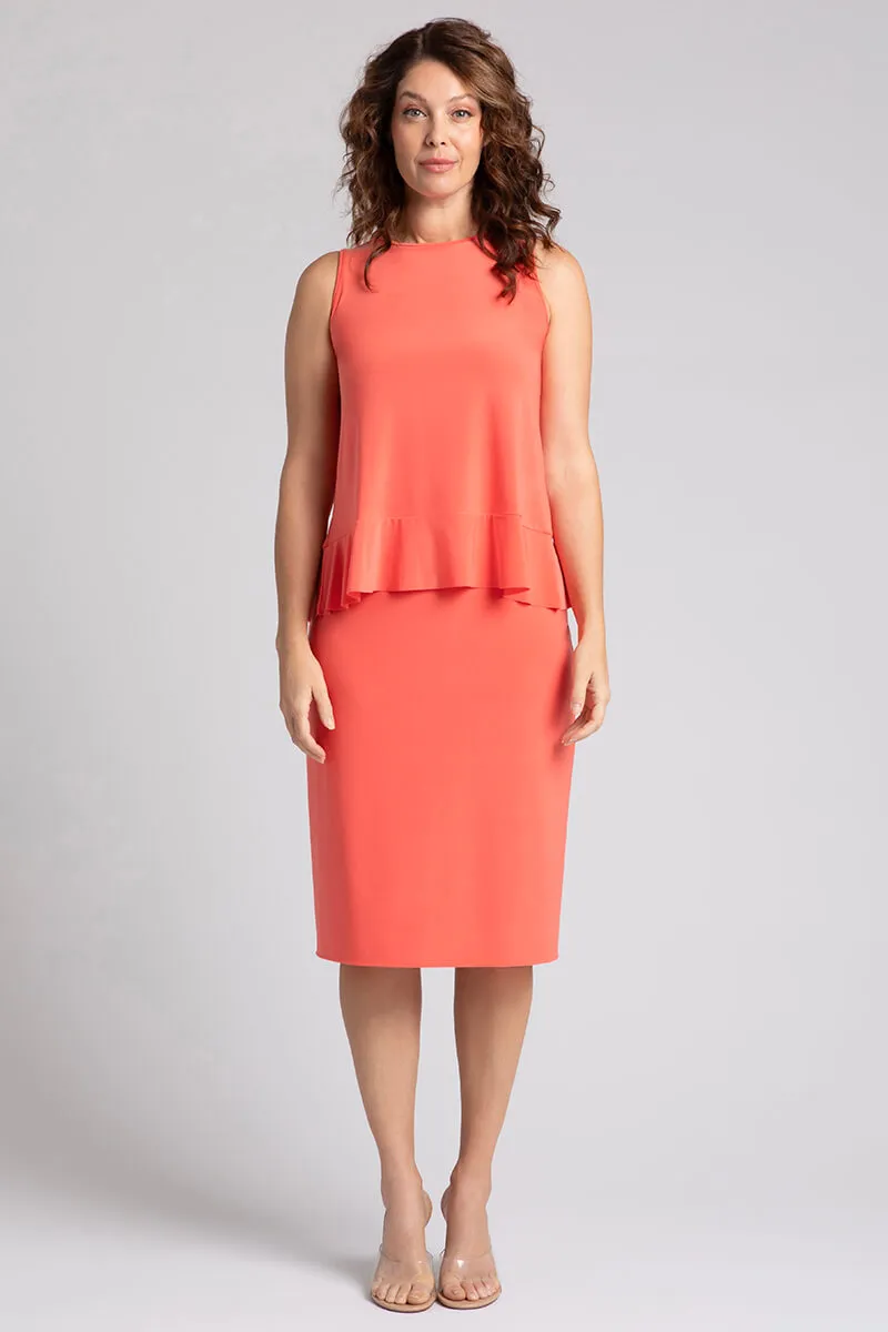 Sleeveless Peplum Top | Coral