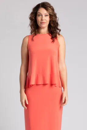 Sleeveless Peplum Top | Coral