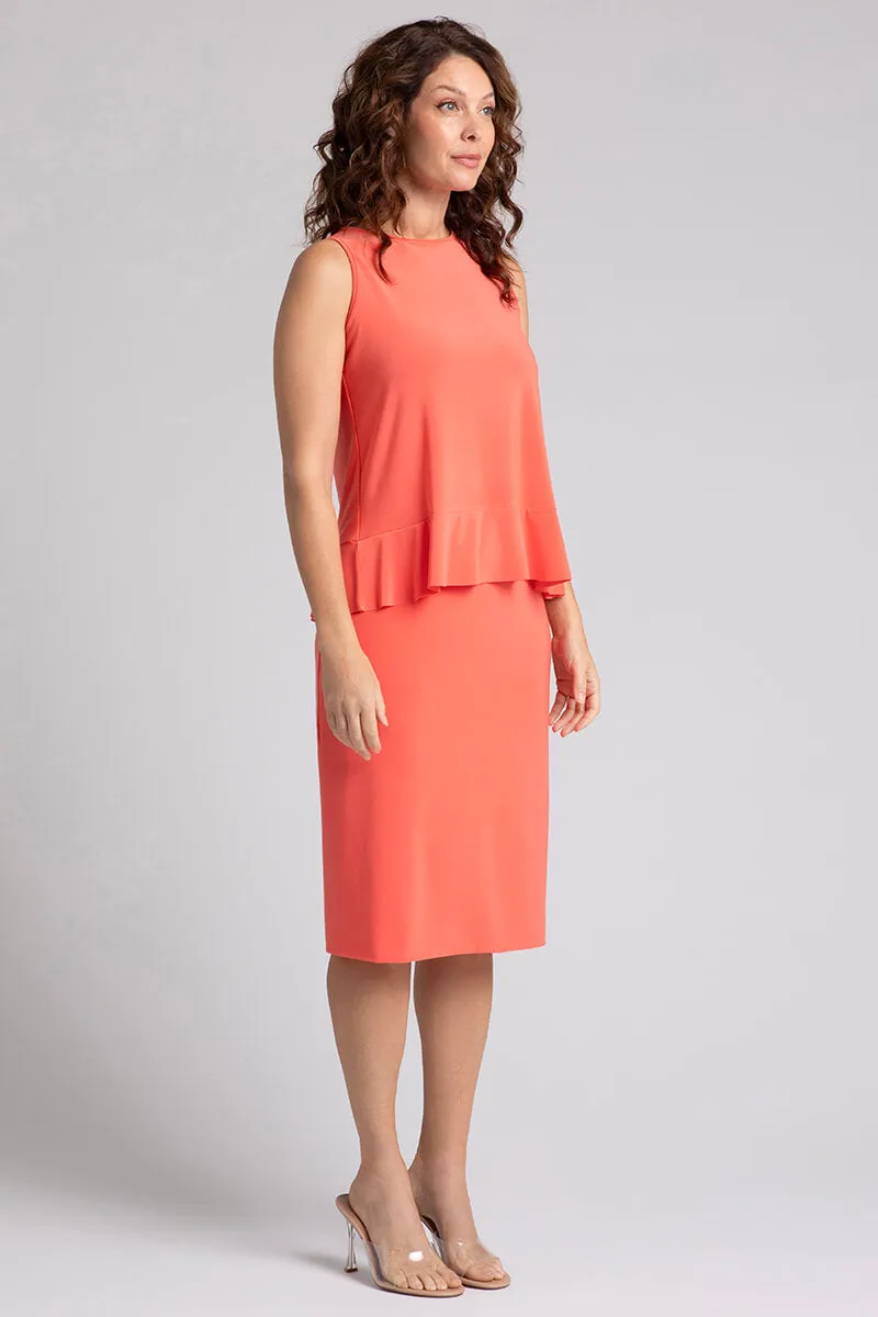 Sleeveless Peplum Top | Coral