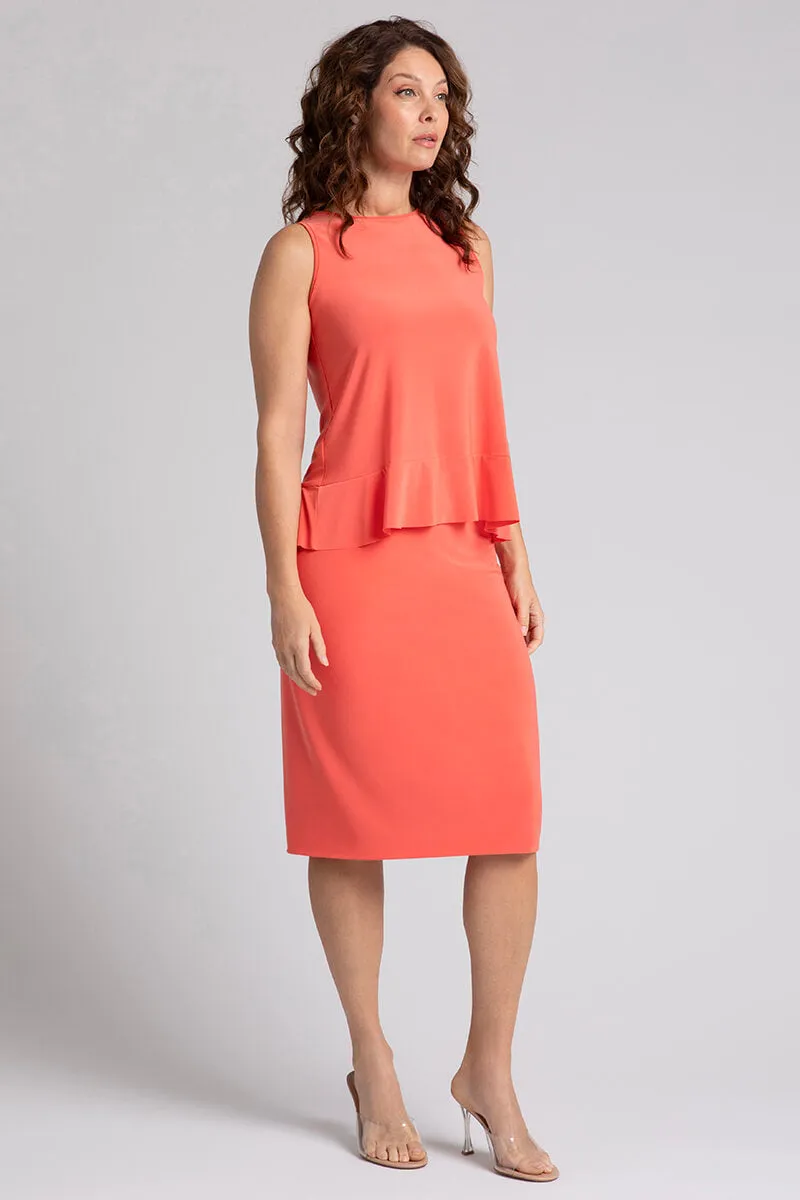 Sleeveless Peplum Top | Coral