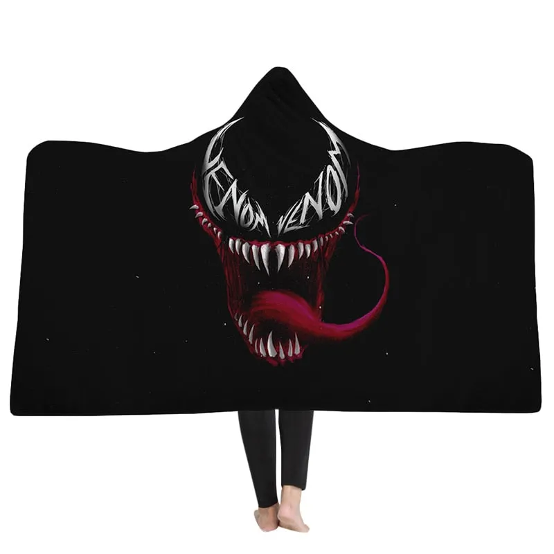 Smiling Venom Black Hooded Blanket