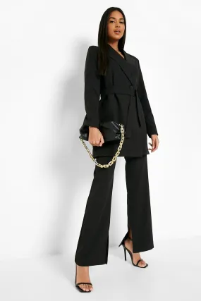 Split Hem Tailored Wide Leg Pants