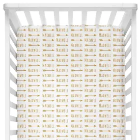 Sugar + Maple Personalized Crib Sheet | Arrow