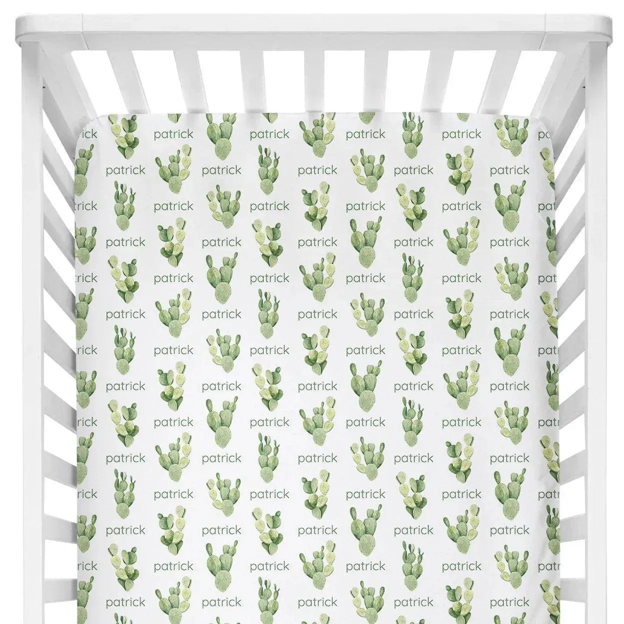 Sugar + Maple Personalized Crib Sheet | Cactus