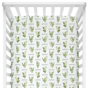 Sugar + Maple Personalized Crib Sheet | Cactus