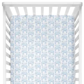 Sugar + Maple Personalized Crib Sheet | Elephant Blue