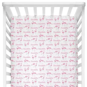 Sugar + Maple Personalized Crib Sheet | Flamingo