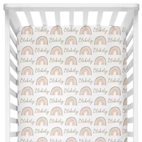 Sugar + Maple Personalized Crib Sheet | Rainbow Neutral