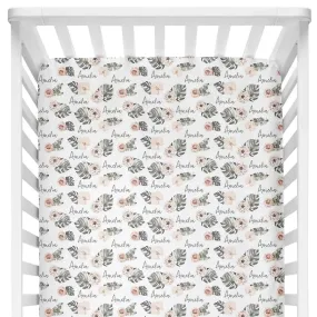 Sugar + Maple Personalized Crib Sheet | Tropical Floral