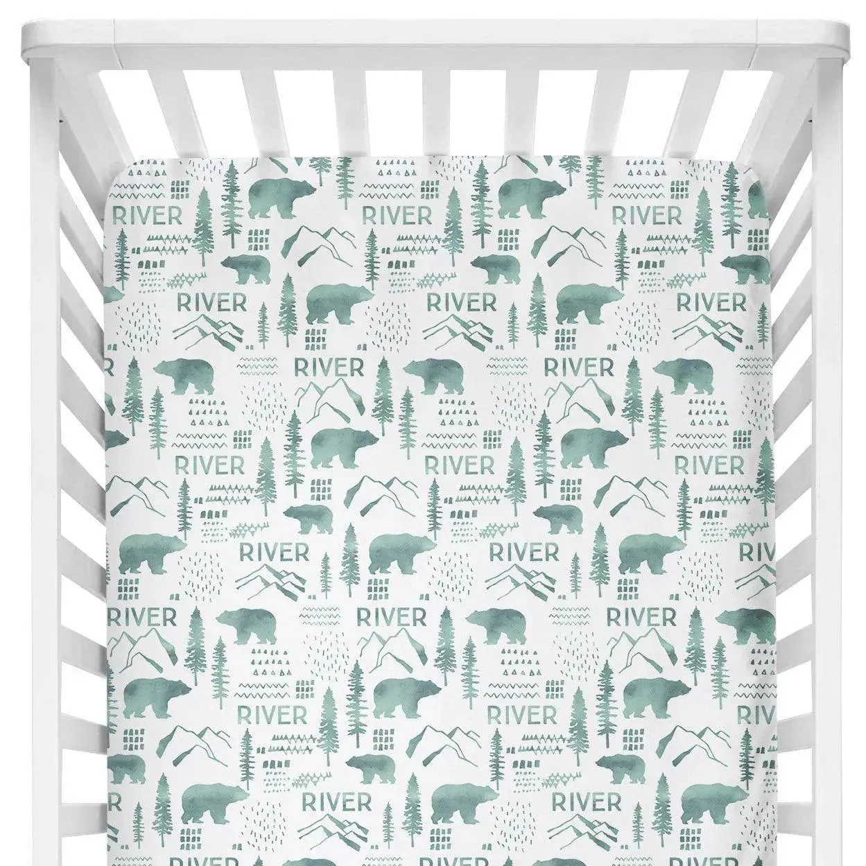 Sugar + Maple Personalized Crib Sheet | Woodland Green