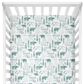 Sugar + Maple Personalized Crib Sheet | Woodland Green