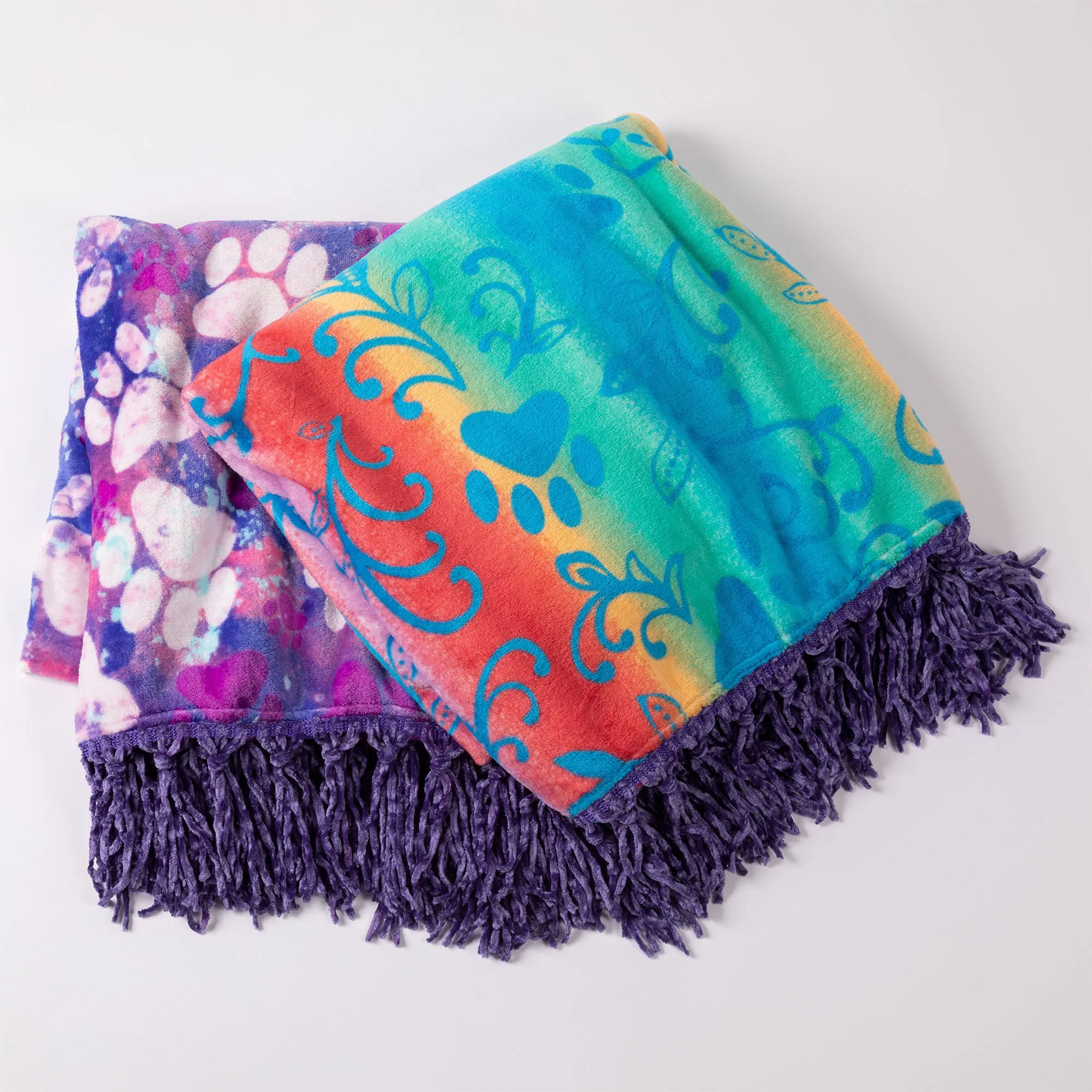 Super Cozy Paws Throw Blanket With Fringe