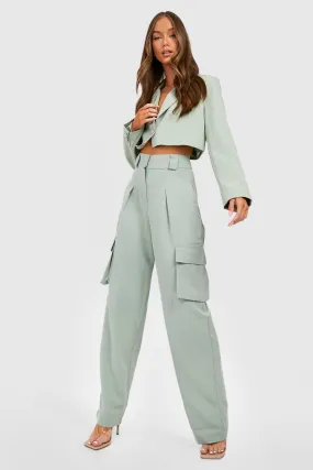 Tailored Utility Pocket Wide Leg Pants