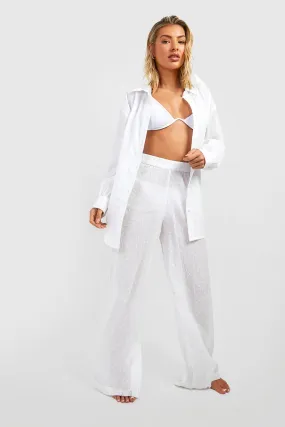 Textured Sheer Dobby Wide Leg Beach Pants