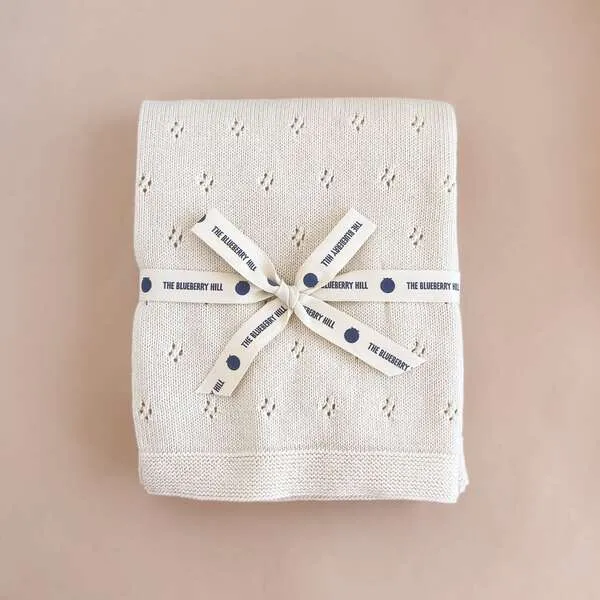 The Blueberry Hill Pique Baby Blanket, Cream