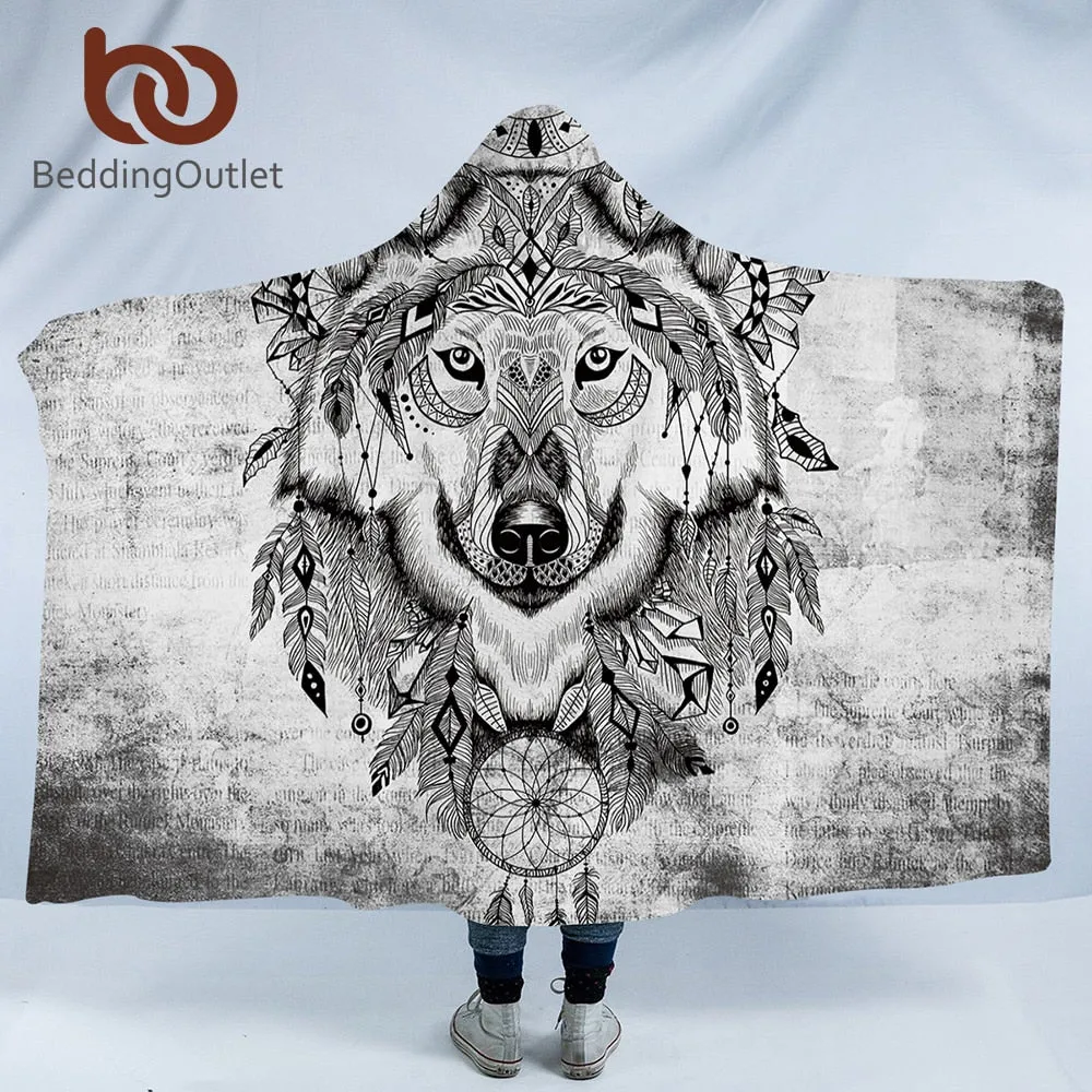 Tribal Animal Hooded Blanket