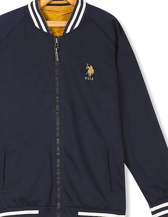 U.S. Polo Assn. Kids Yellow And Navy Boys Raglan Sleeve Reversible Jacket