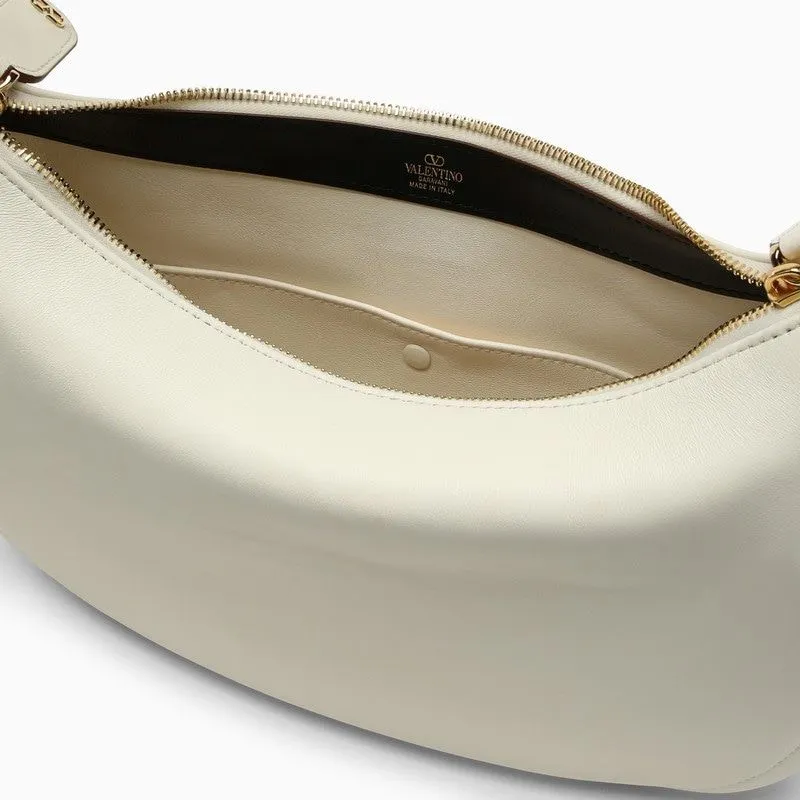 VALENTINO GARAVANI Ivory Leather Small Go-Hobo Crossbody Bag with Gold-Tone VLogo Clasp