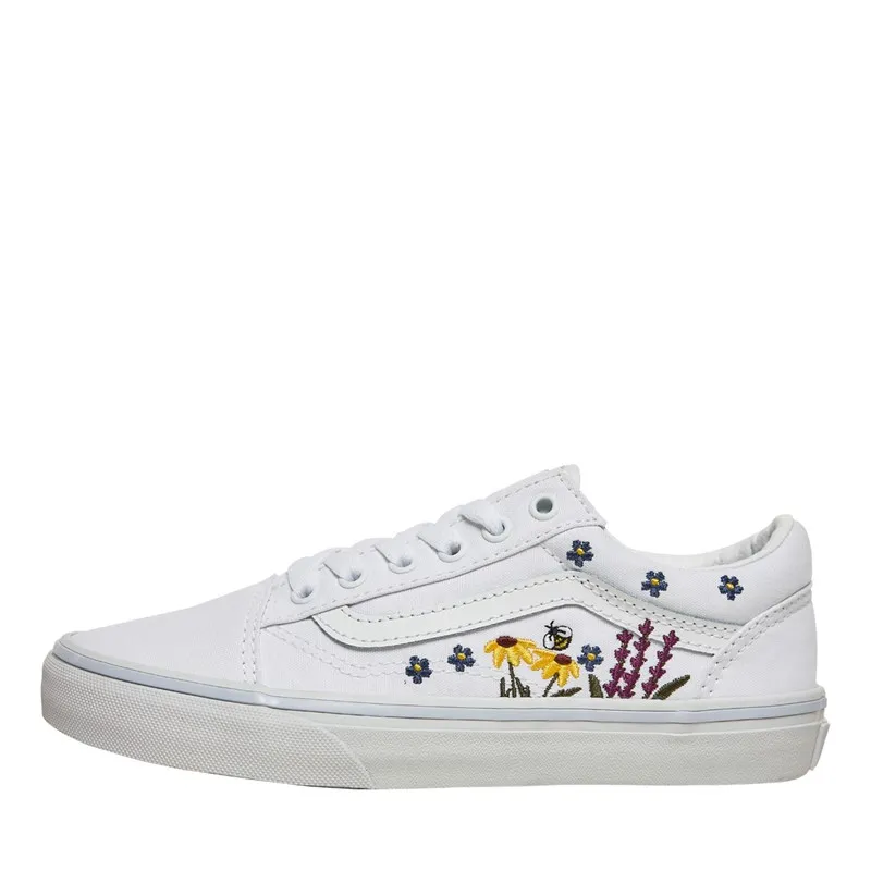 Vans Junior Girls Old Skool Trainers True White/Multi