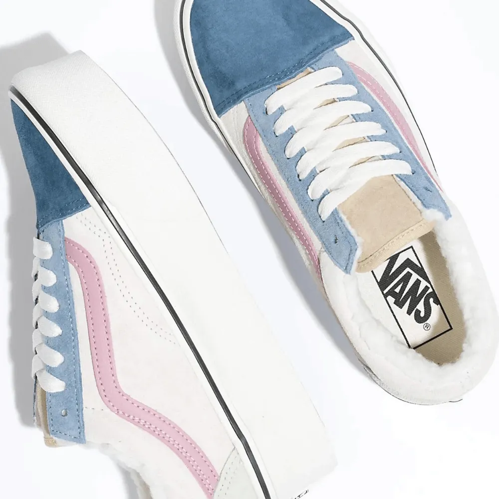 Vans Womens Old Skool Stackform Suede Sherpa - Multi Cream Pink Blue