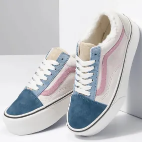 Vans Womens Old Skool Stackform Suede Sherpa - Multi Cream Pink Blue