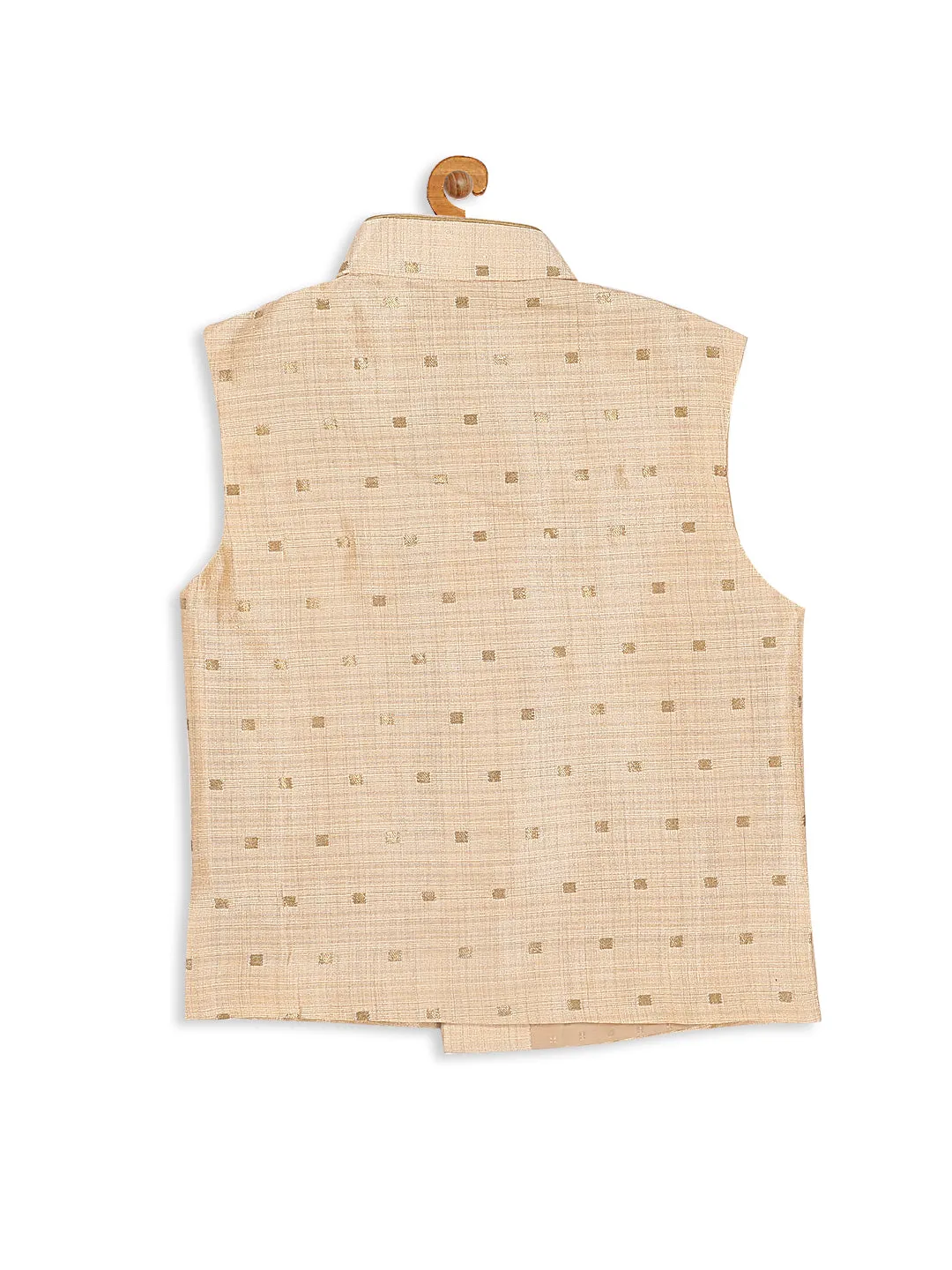 VASTRAMAY SISHU Boys Gold -Toned Woven Design Slim-Fit Nehru Jacket