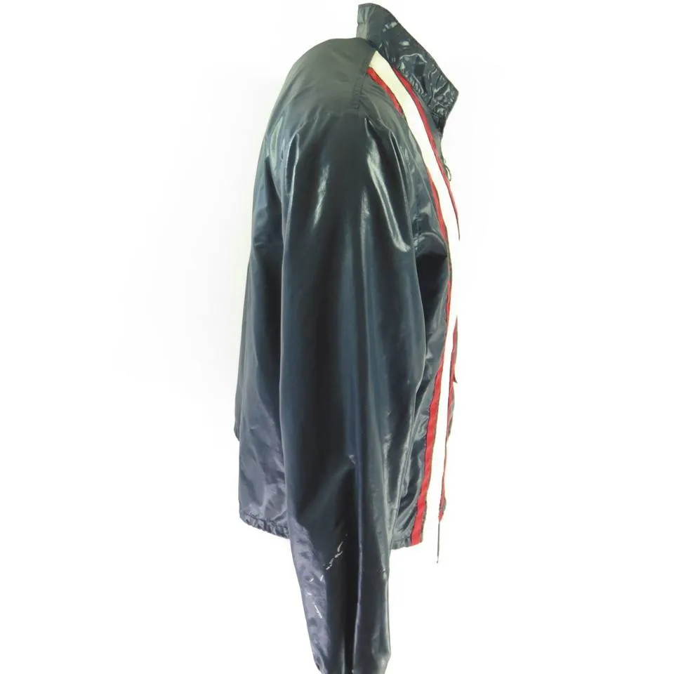 Vintage 80s Racing Jacket Mens M The Wet Look Maremount Mufflers Stripes