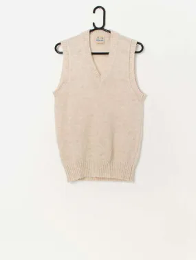 Vintage pure new wool vest in beige, made in England – Medium