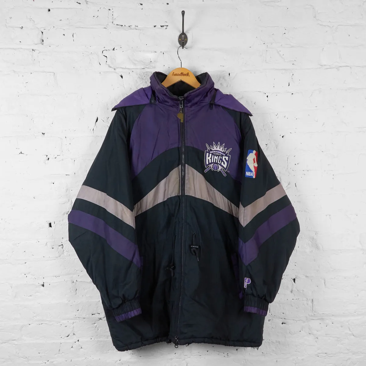 Vintage Sacramento Kings NBA Padded Jacket - Black/Black/Grey - XL